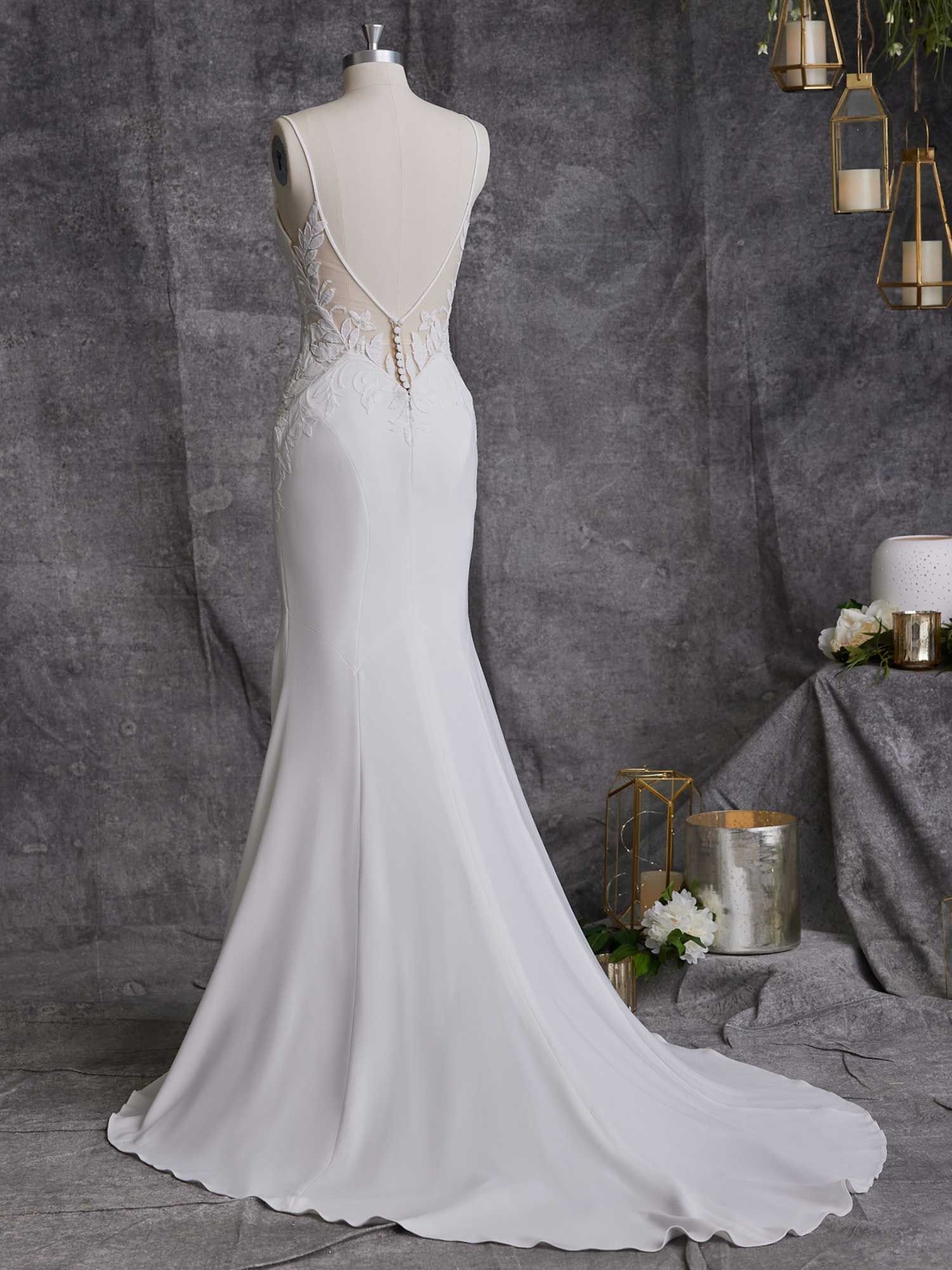 Lily Lynette Crepe and Shimmery Lace Plus-Size Bridal Gown