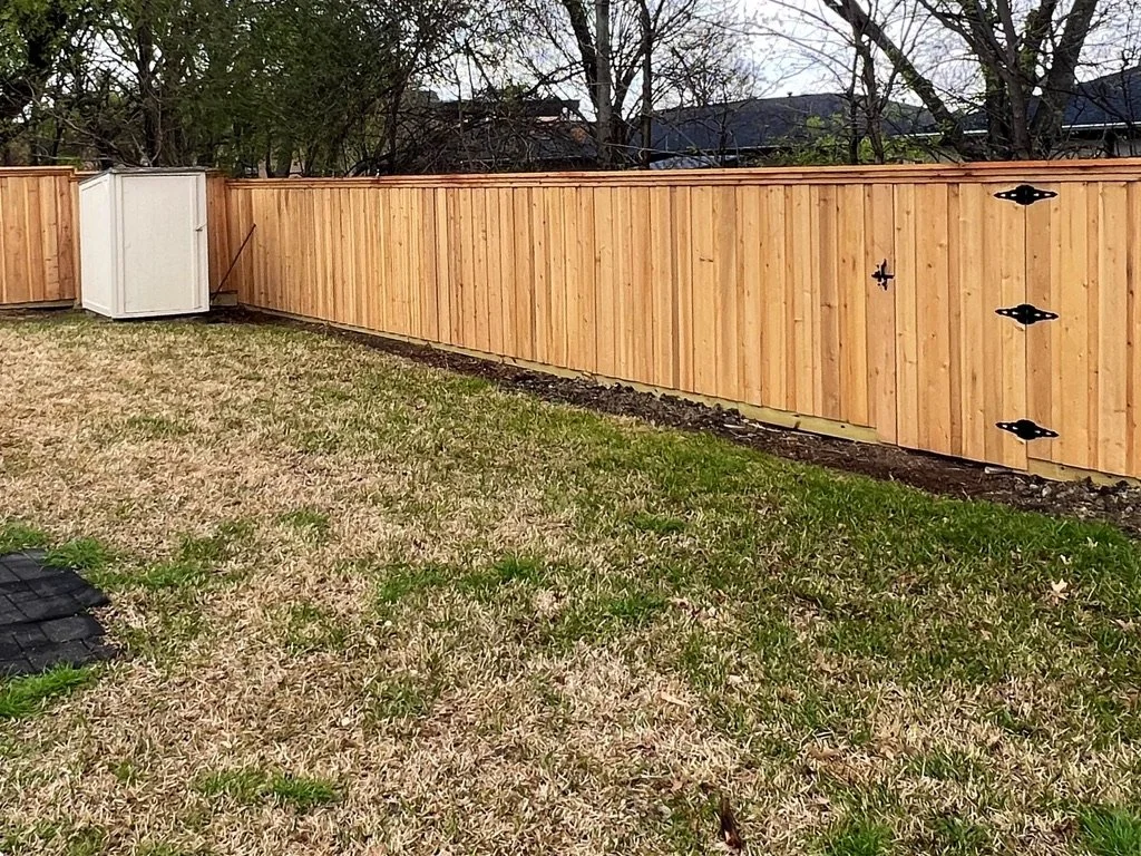 Board on Board Privacy Fence with Cap & Trim plus Retaining Wall, Dallas Texas