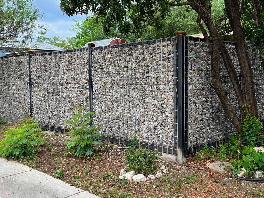 Gabion Fence with Iron Frame, Dallas Texas