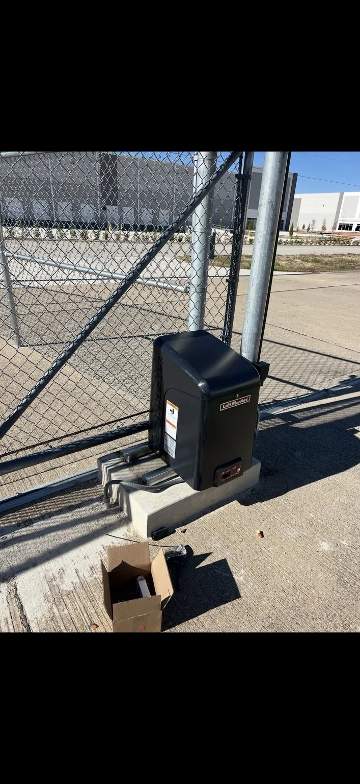 AFTER — Mesquite Airport, Texas. LiftMaster operator installed by Duncan’s Services to replace the HySecurity unit.