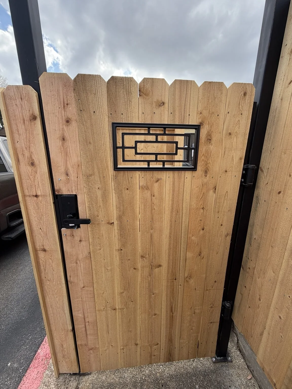 Fingerprint and keypad pedestrian security gate for a San Antonio apartment community