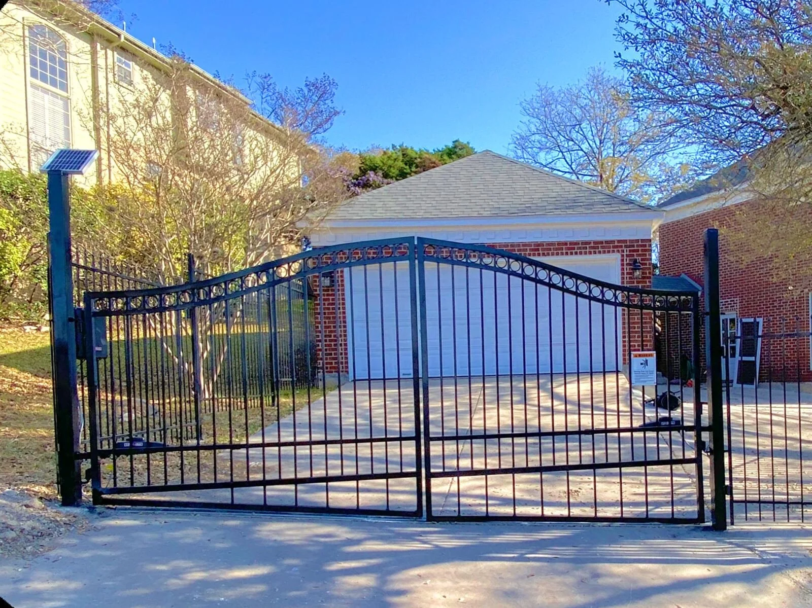 Wrought Iron Double Automatic Gate with Solar Power, Leon Springs Texas