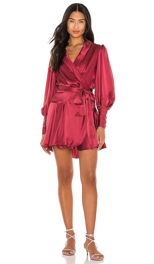 $560 Silk Wrap Mini Dress Zimmermann - REVOLVE
