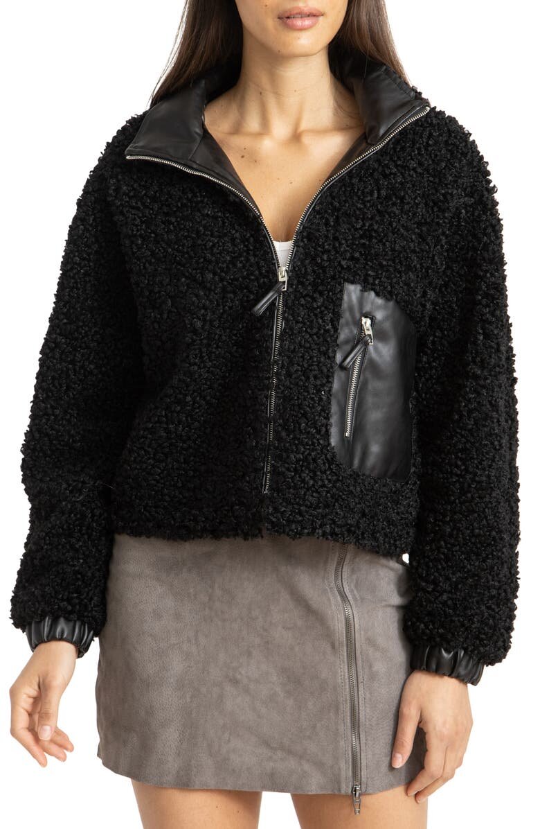 $54.90 Last Night Faux Shearling with Faux Leather Trim Bomber Jacket BLANKNYC - Nordstrom