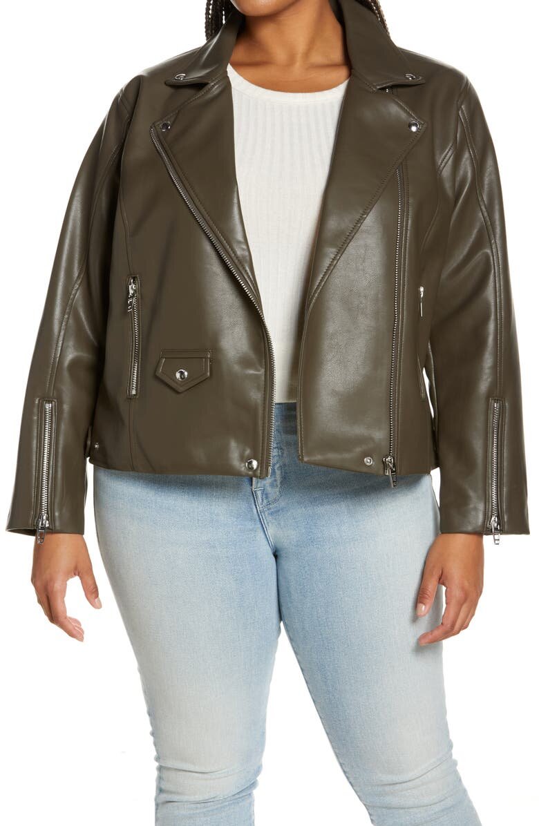 $54.90 Plus Secret Meadow Faux Leather Moto Jacket BLANKNYC - Nordstrom