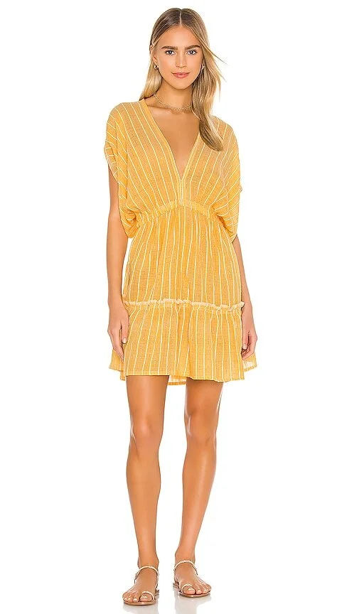$295 Wubet Short Plunge Neck Dress Lemlem - Revolve