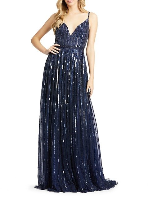 $359.99 Mac Duggal Burst Sequined A-Line Gown - Saks Off 5th