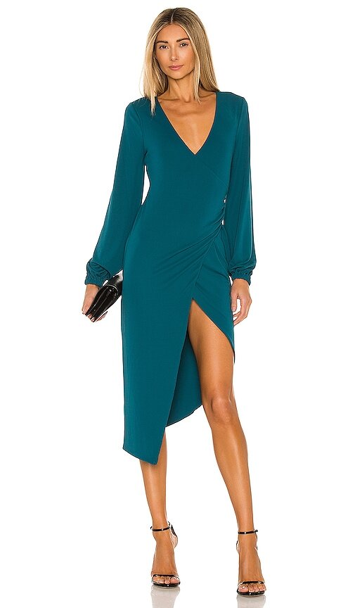 $215 x REVOLVE Long Sleeve Wrap Midi Dress Michael Costello - Revolve