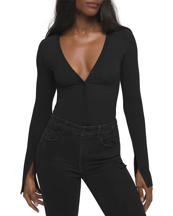 $99 Good American Henley Bodysuit - Bloomingdales
