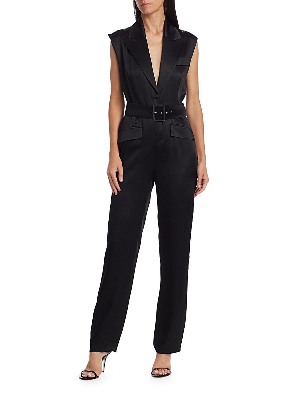 $599.99 Carolina Ritzler Belted Tuxedo Jumpsuit - Saks Off 5th