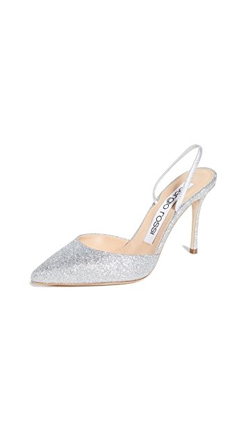 $252 Sergio Rossi 90mm Godiva Bridal Shiny Glitter Mules - Shopbop