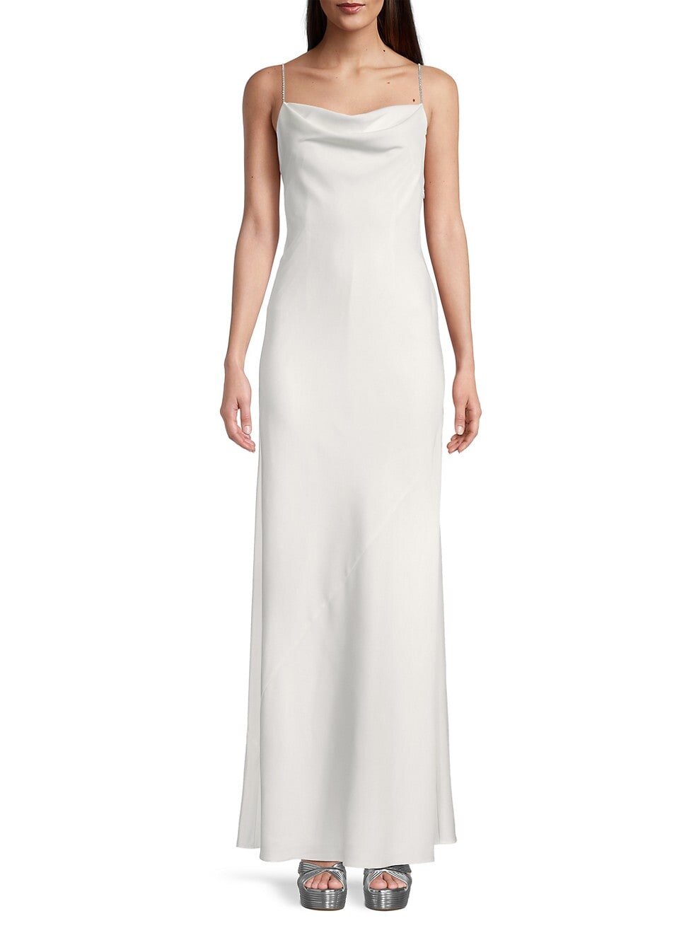 $265 Aidan by Aidan Mattox Crystal Strap Satin Gown - Saks Fifth Avenue