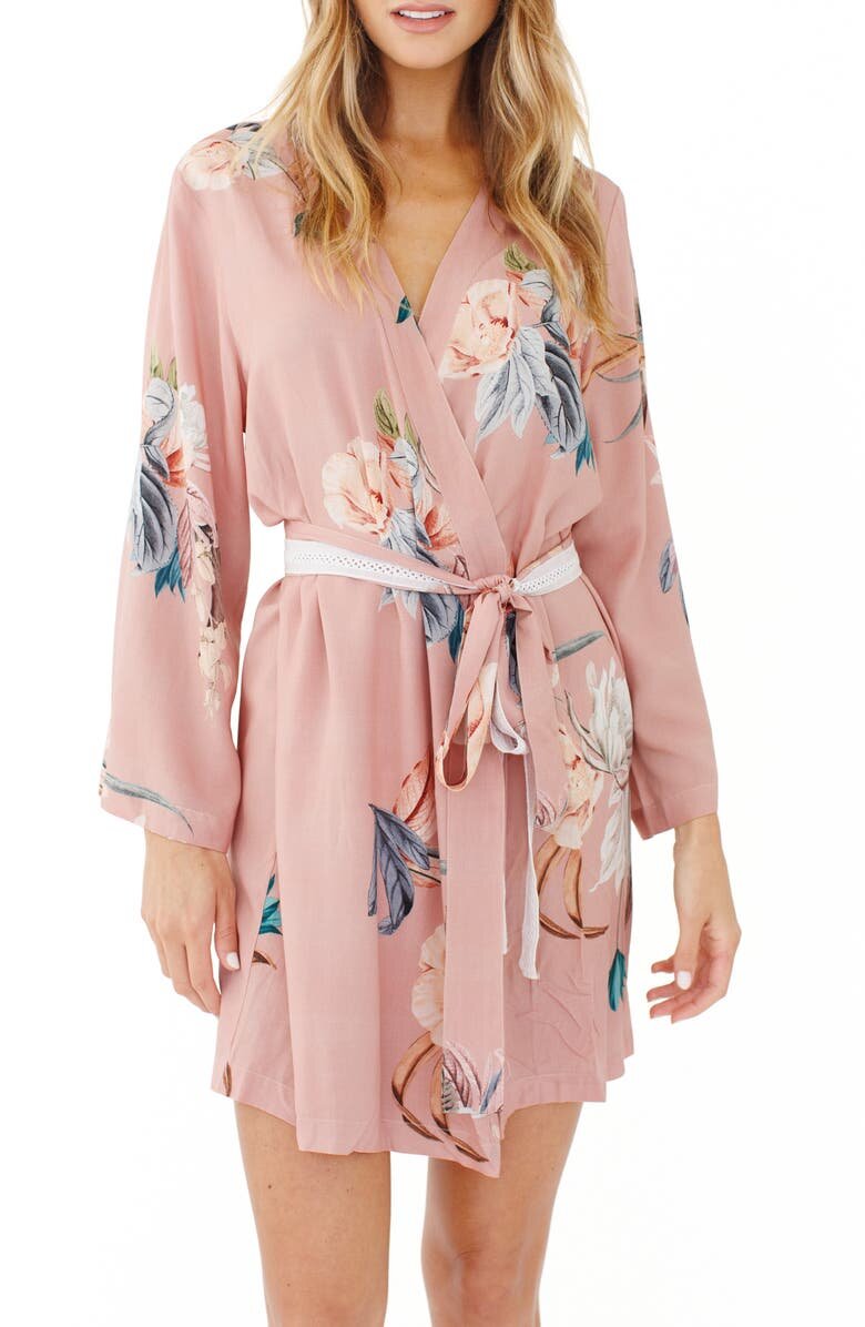 $65 Floral Print Short Robe PLUM PRETTY SUGAR - Nordstrom