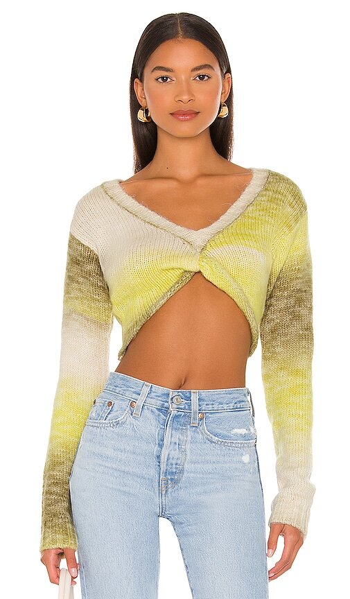 $110 Celeste Twist Front Crop Sweater For Love &amp; Lemons