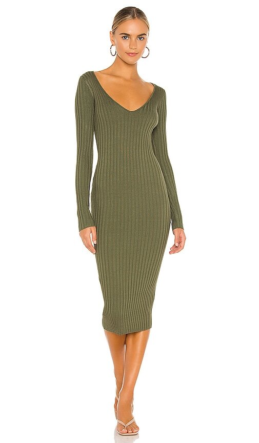 $140 Bekah Deep V Midi Dress  NBD