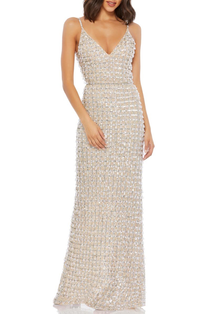 $598 Bead Embellished Column Gown MAC DUGGAL