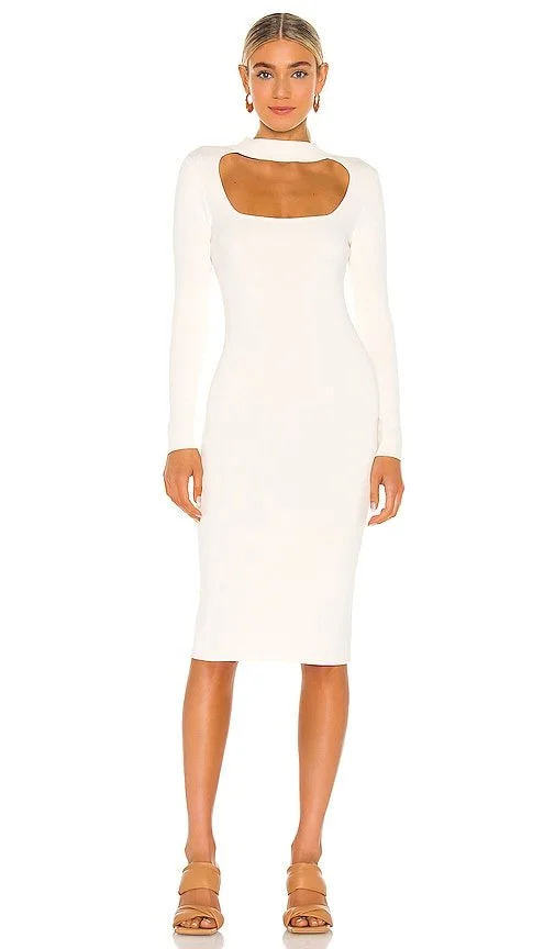 $138 Cut Out Mock Neck Dress 525