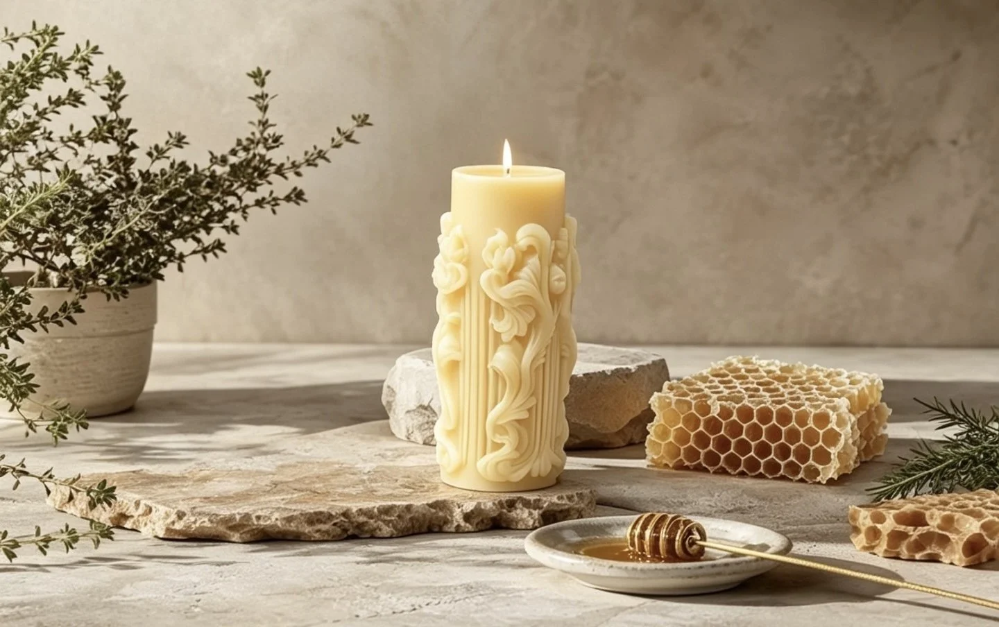 Beeswax Pillar Candle Large