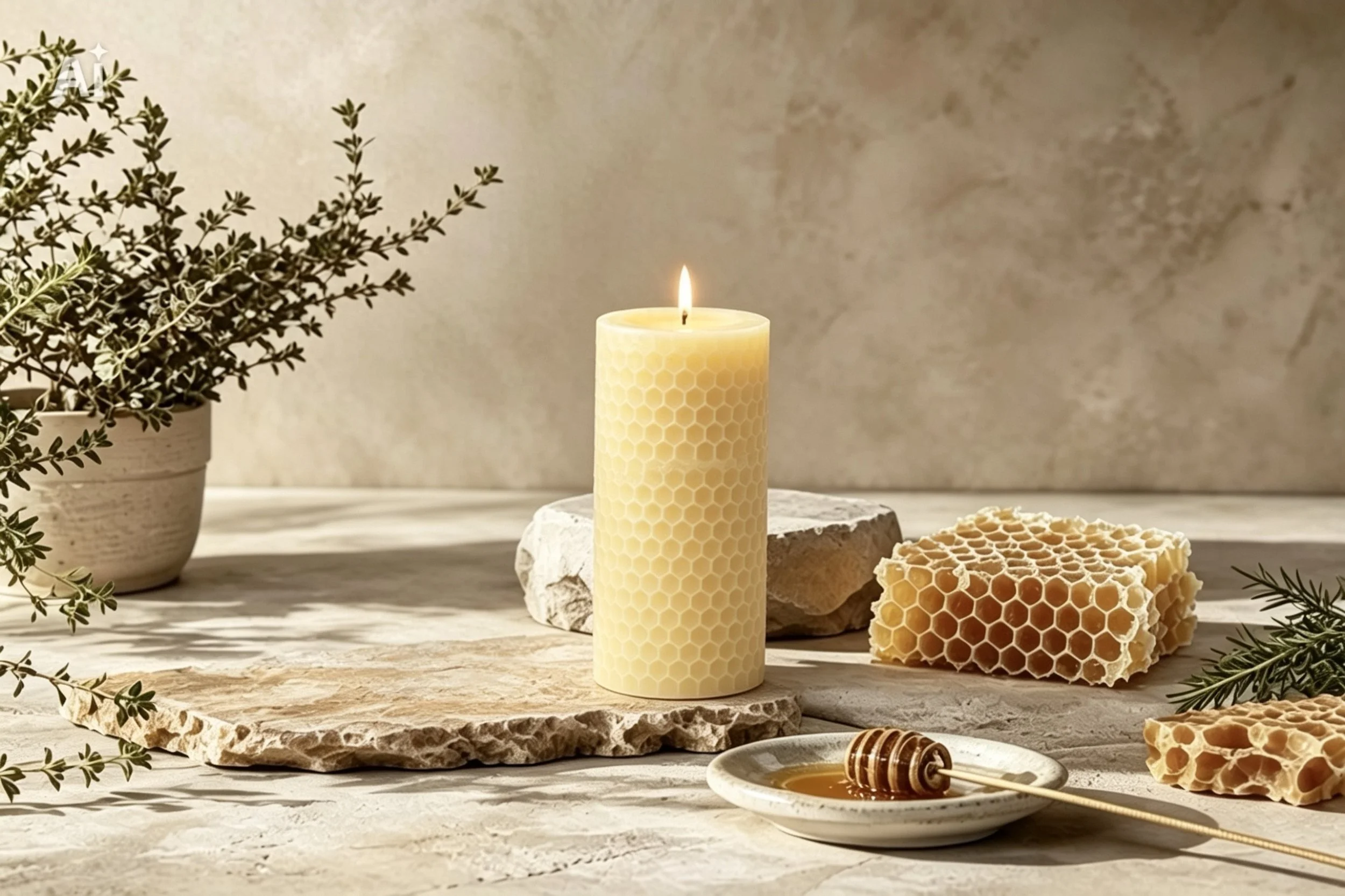 Beeswax Honeycomb Candle Large