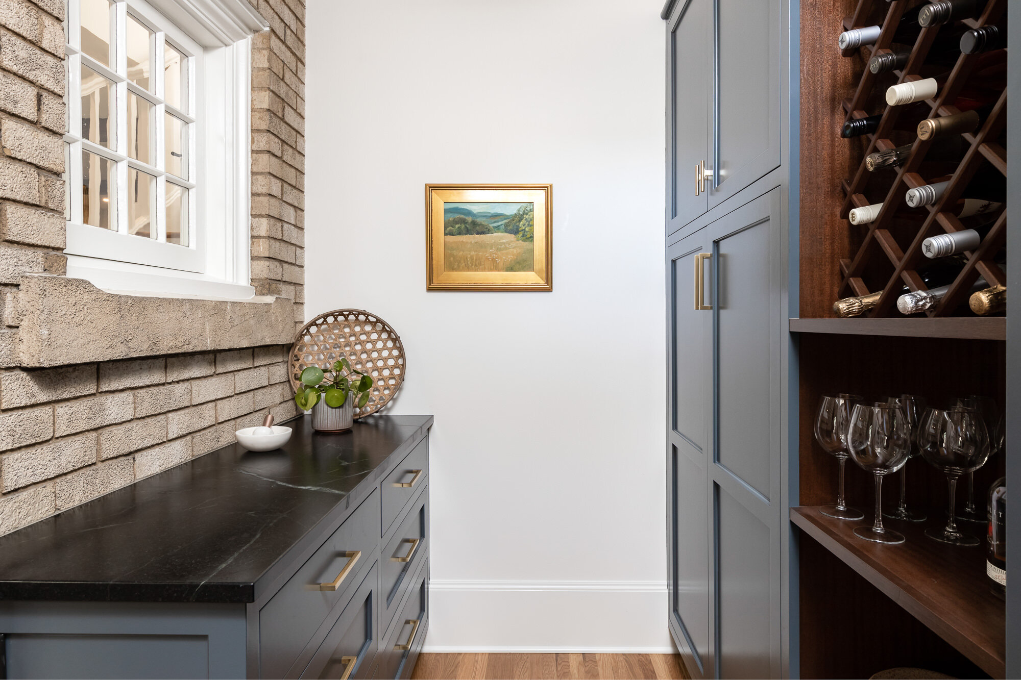 Pantry storage and prep area. 