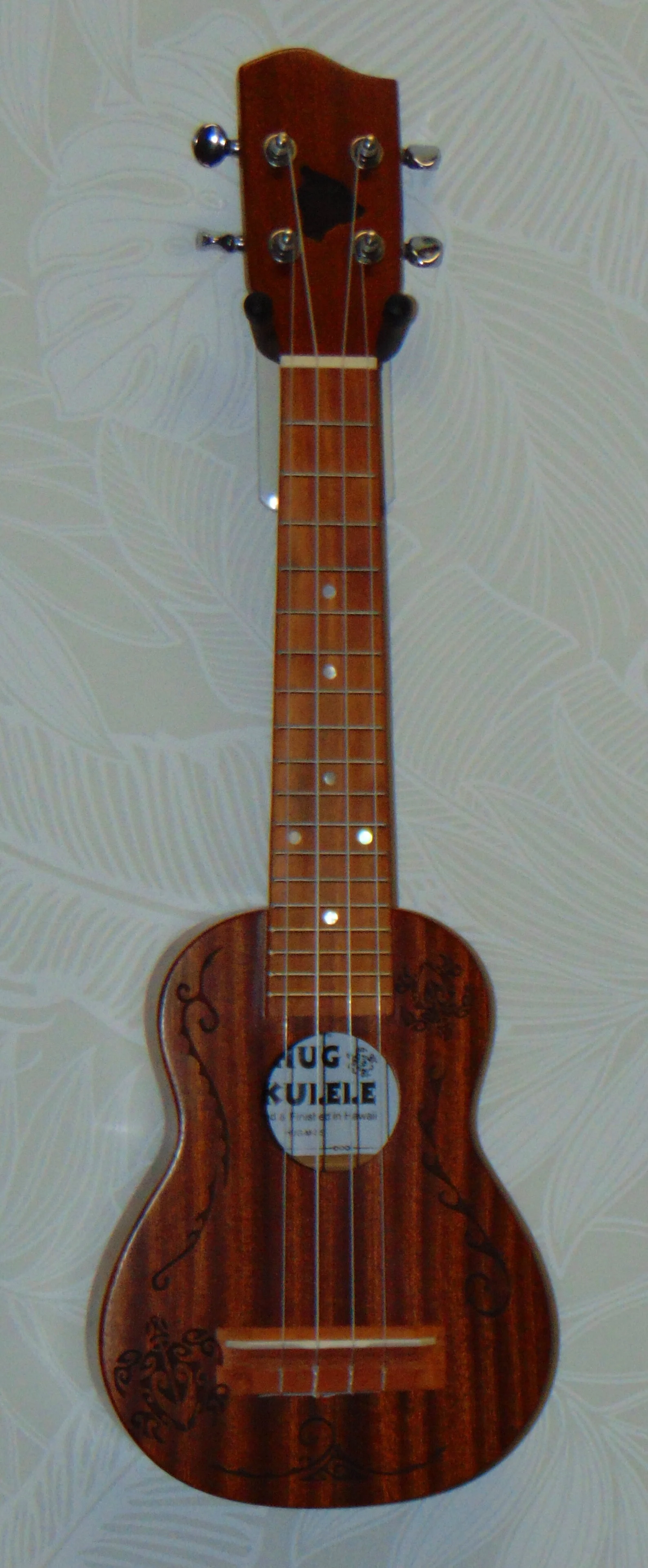 Solid Mahogany Super Soprano Aumakua Ukulele Front View.JPG