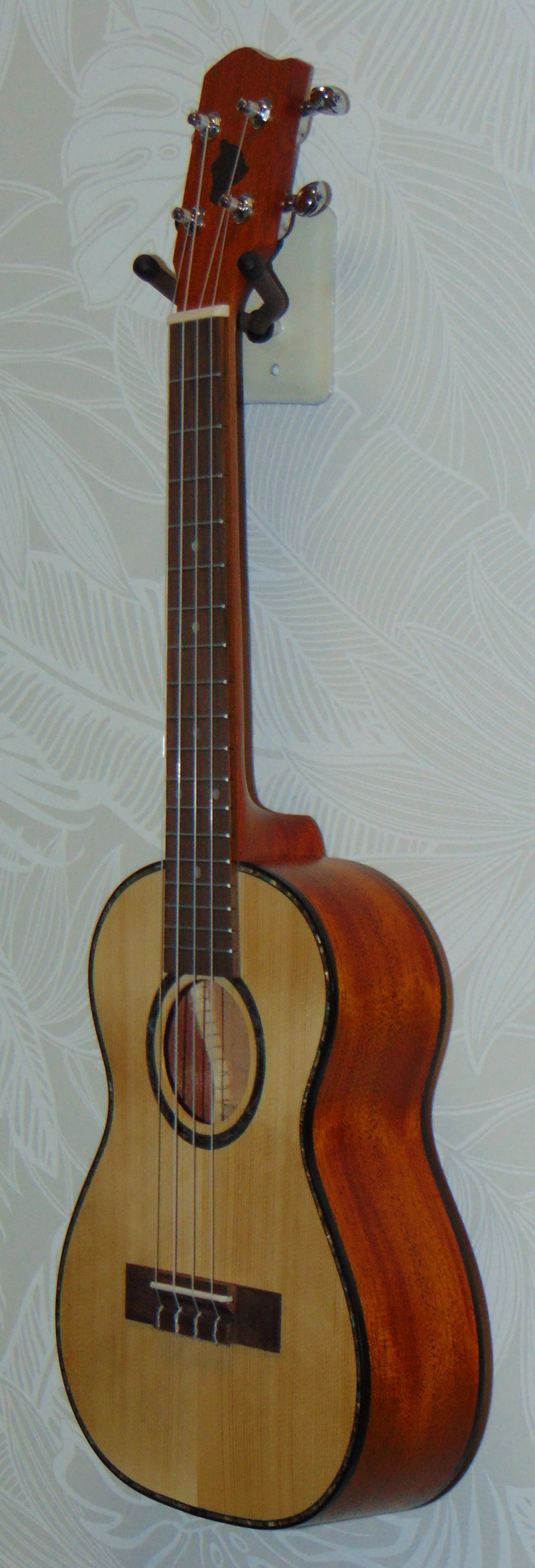 Solid Spruce and Mahogany Tenor Side View