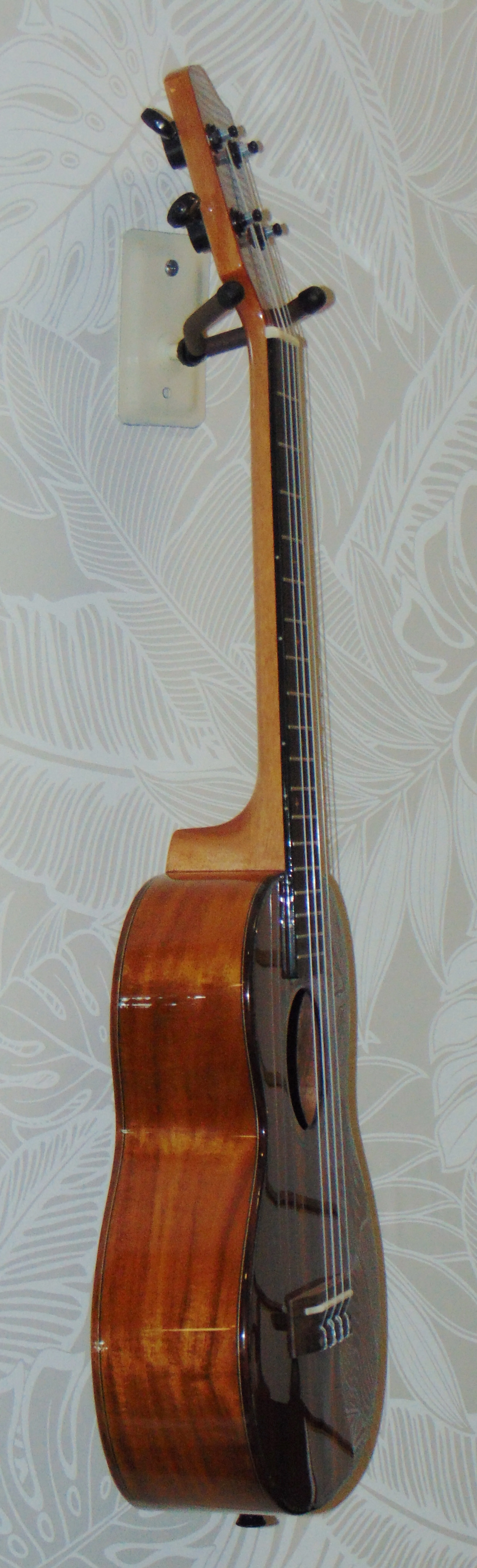 HUG Solid Acacia Concert Ukulele Side View
