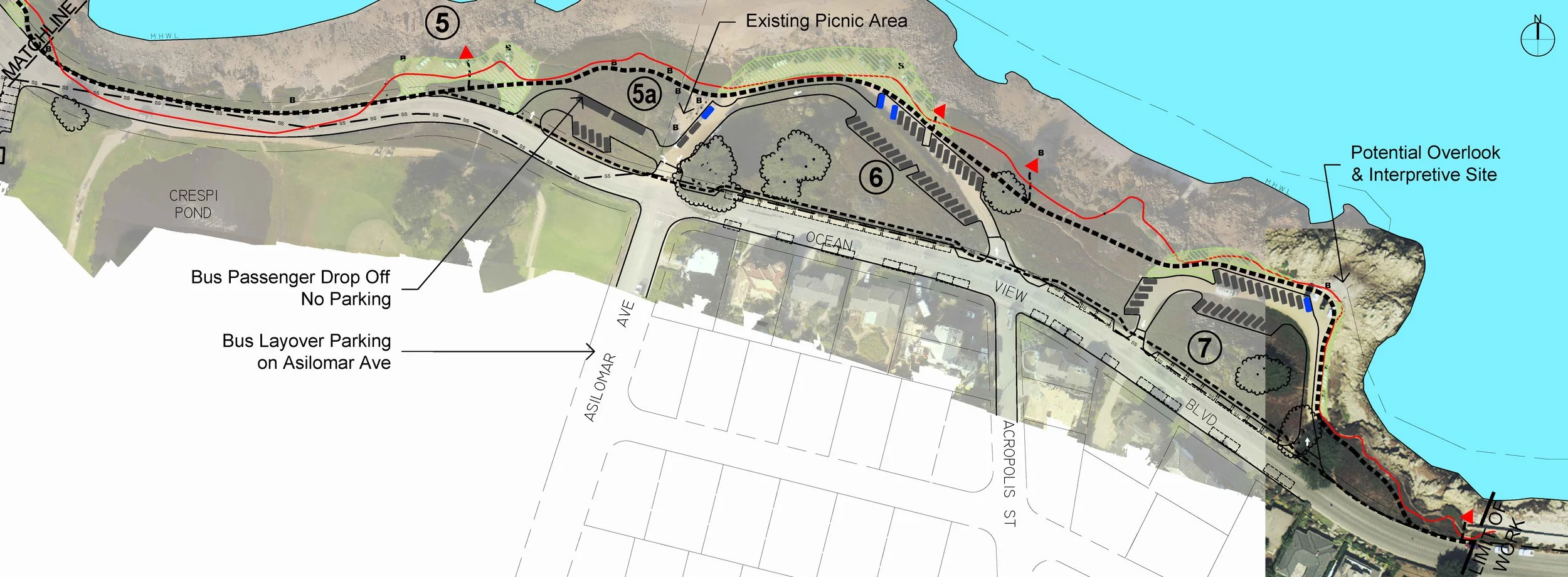 Map detailing project parking, picnic areas and access points.