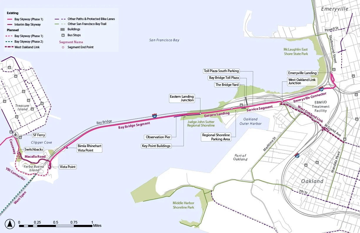 Project area map identifying the Bay Skyway Corridor Study corridor across the San Francisco–Oakland Bay Bridge.
