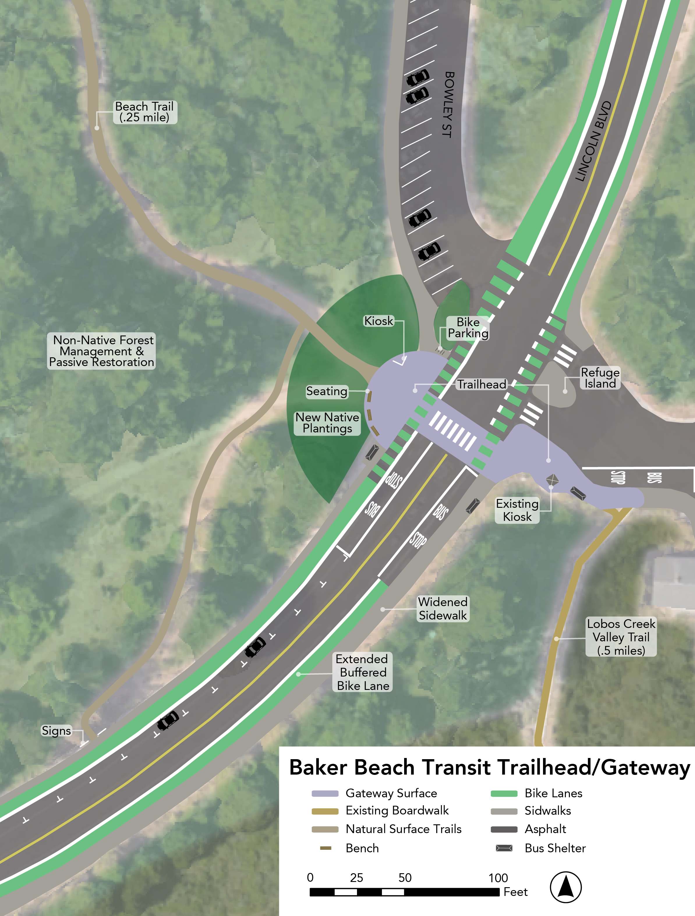 Baker Beach Transit Trailhead/Gateway Map