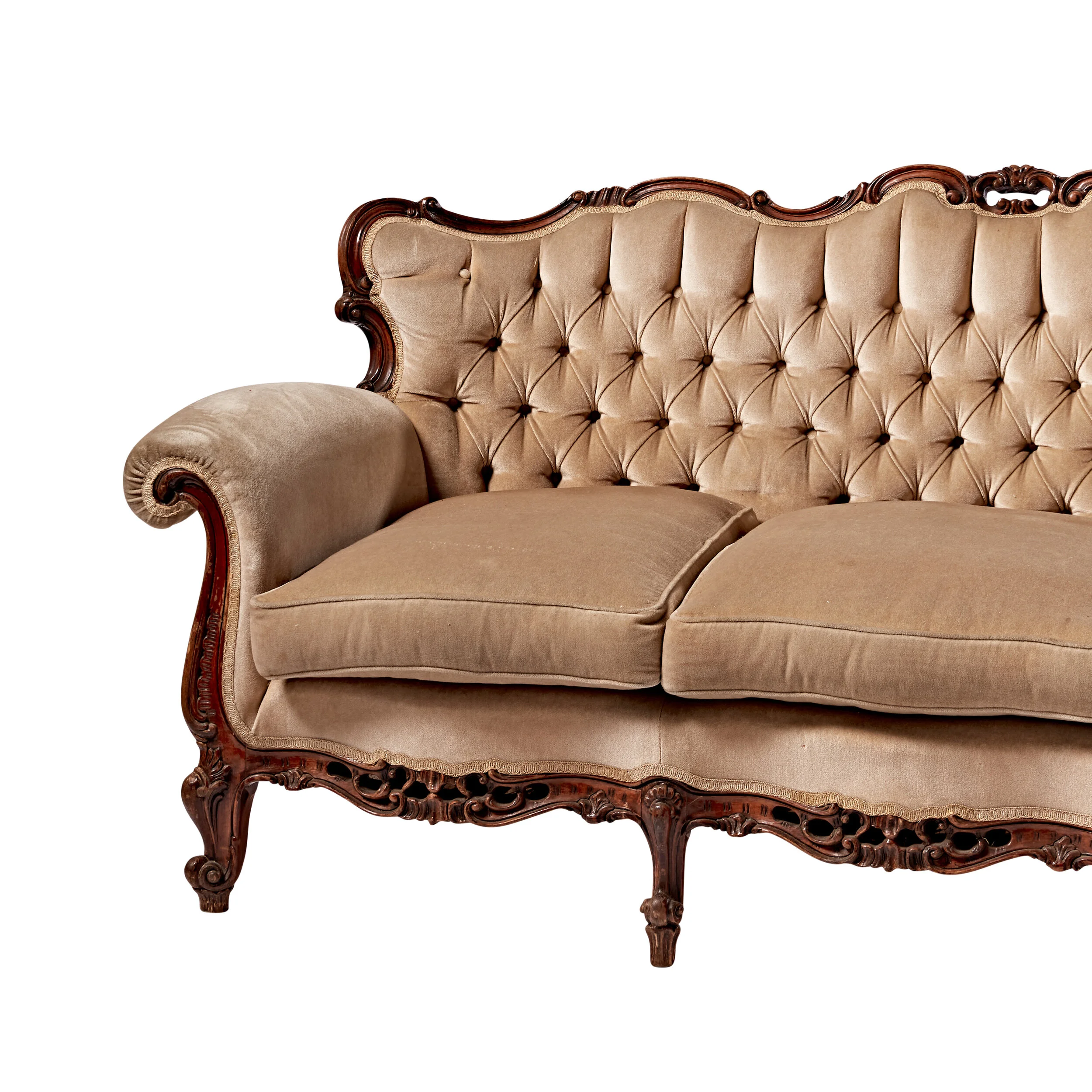Beige Velvet Sofa — Event Hire Sydney HYRE EVENTS