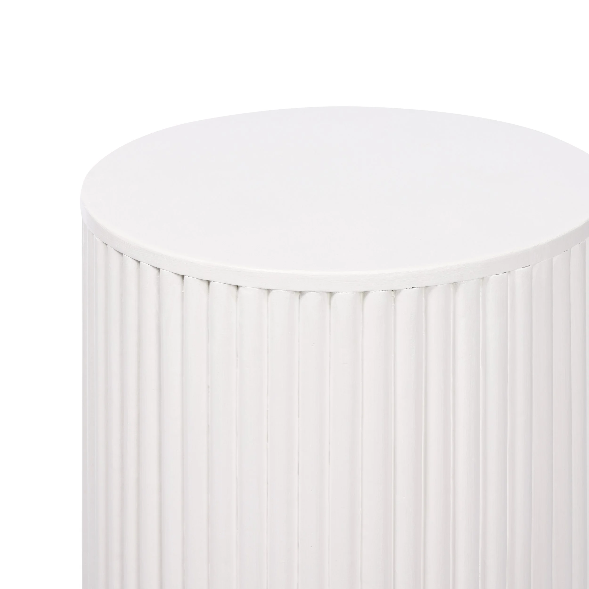 White ribbed wooden plinths available for hire in Sydney and NSW, ideal for brand activations, product displays, weddings, and corporate events.