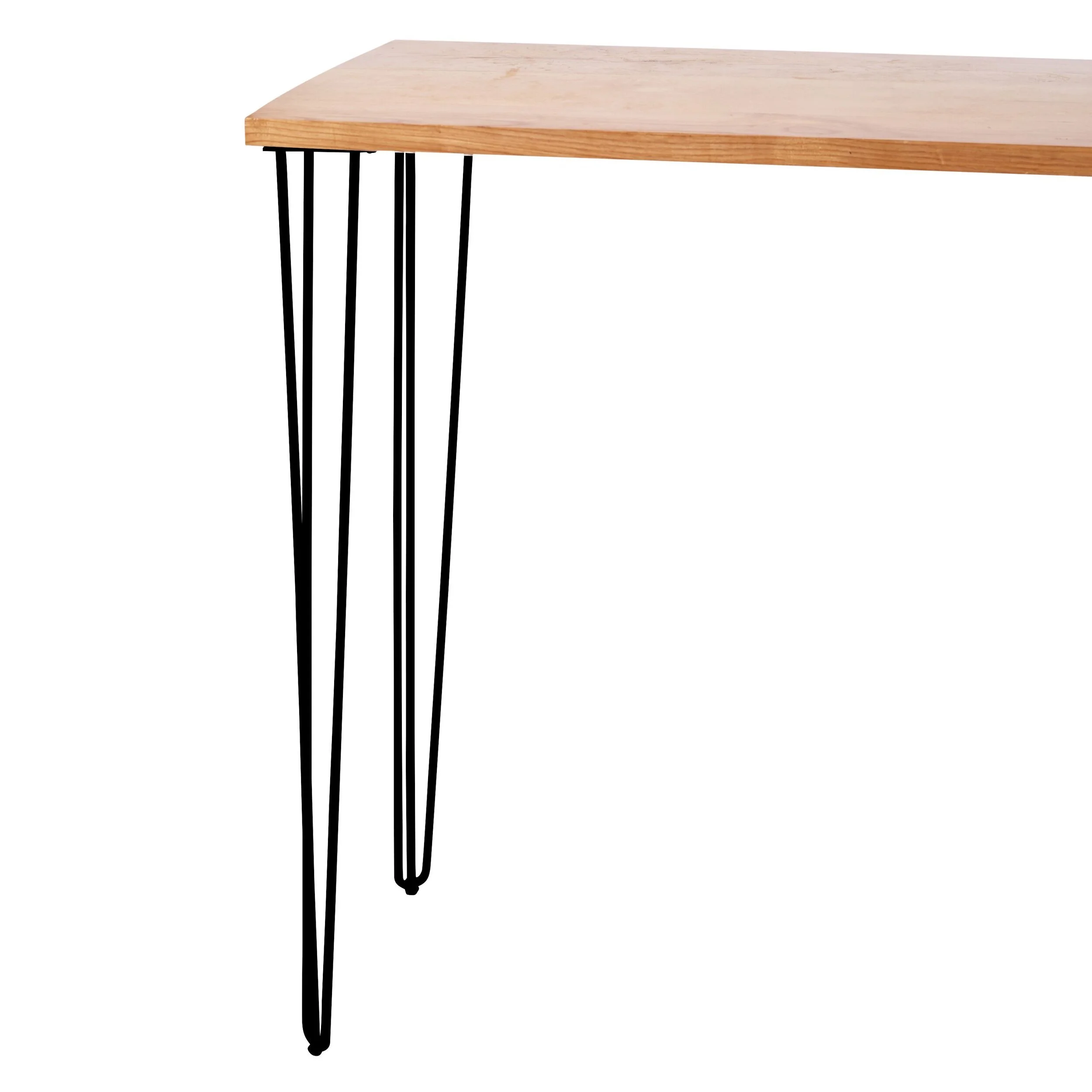 Natural timber hairpin bar tables with black metal hairpin legs available for hire in Sydney and NSW, ideal for weddings, corporate events, and private functions.