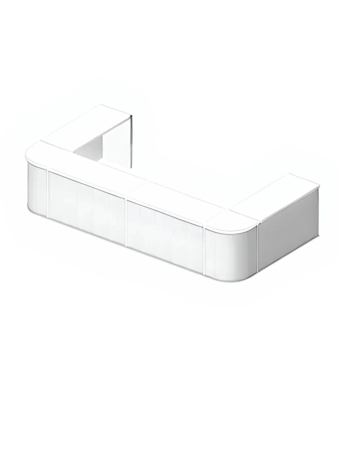 White detailed U-shaped bar with sleek modern design available for hire in Sydney and NSW, ideal for weddings, corporate events, and brand activations.