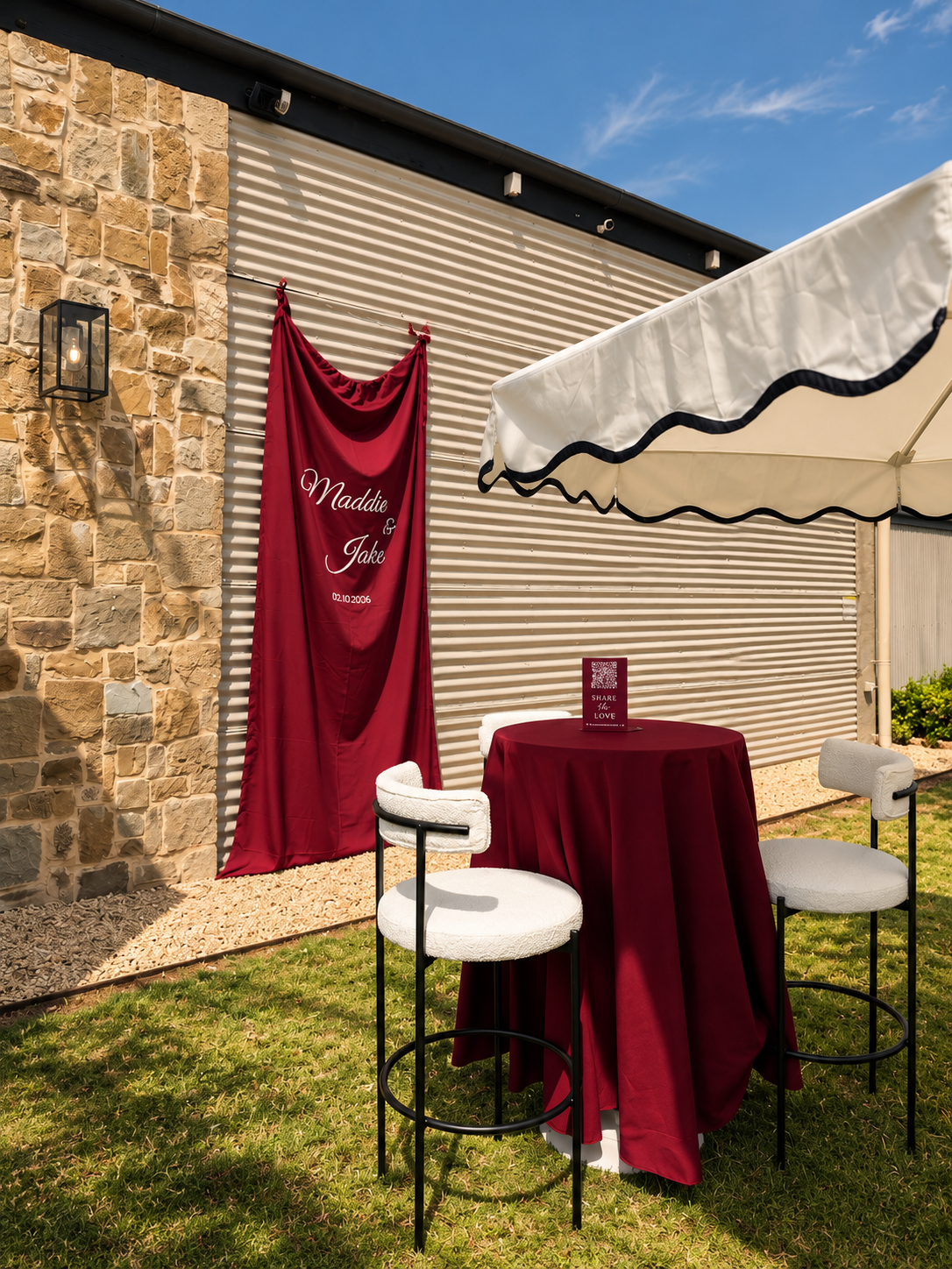 Burgundy Wedding Lounge Under Umbrella