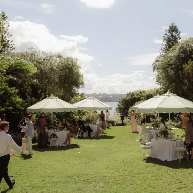 sage scallop umbrella hire Sydney HYRE EVENTS Garden Party Cocktail Party