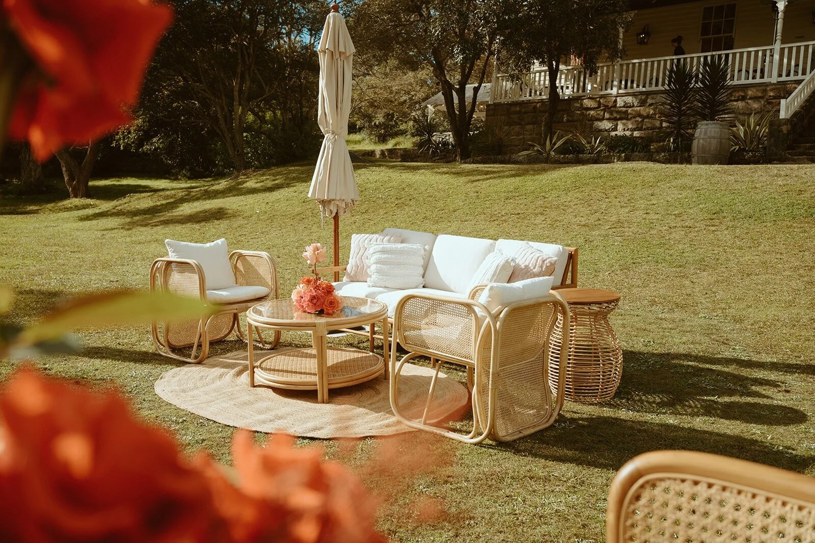 Luxe Lounge Sets & Rattan Sofas for Weddings and Events — Event Hire Sydney HYRE EVENTS