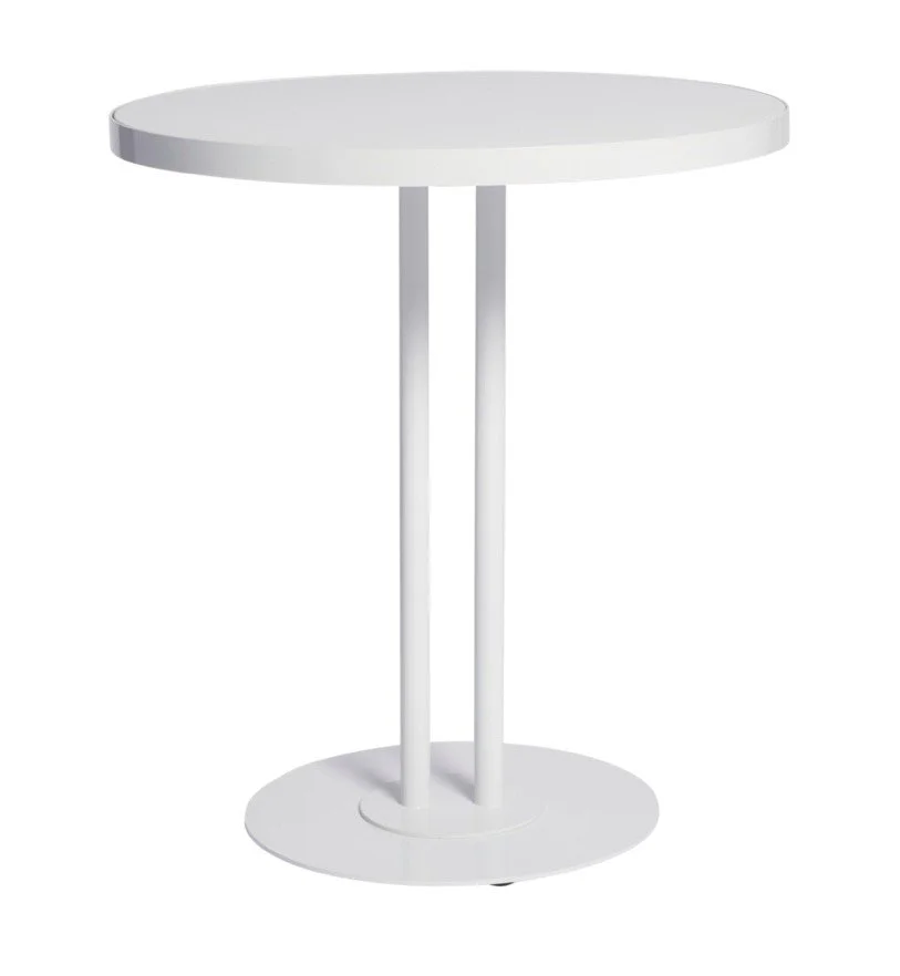 All white matte cafe tables available for hire in Sydney and NSW, ideal for weddings, corporate lunches, and private events.