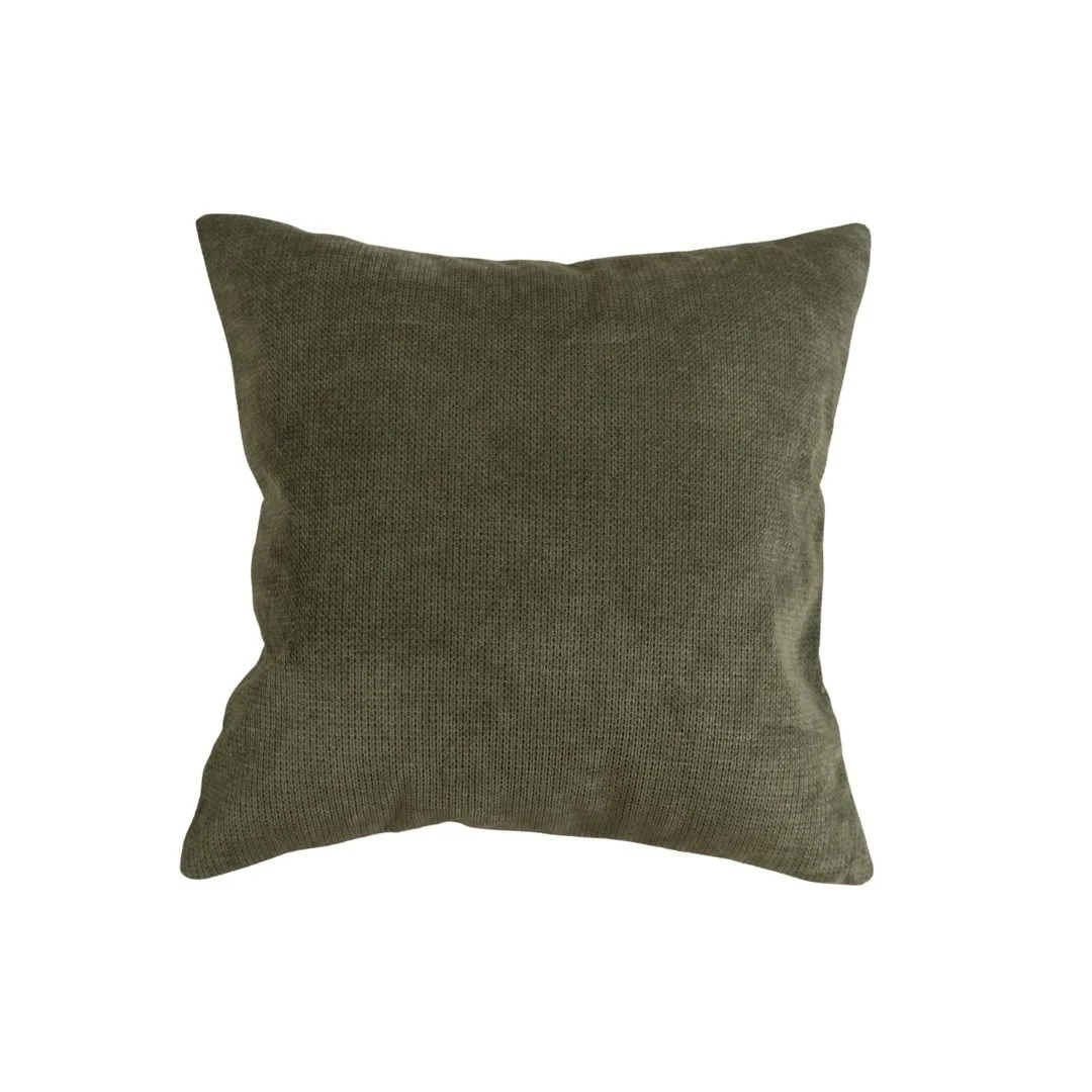 Hire a 60x60cm Forest Sage Green textured decorative cushion with a duck feather inner. Perfect for adding a stylish, coordinated touch to event furniture styling.