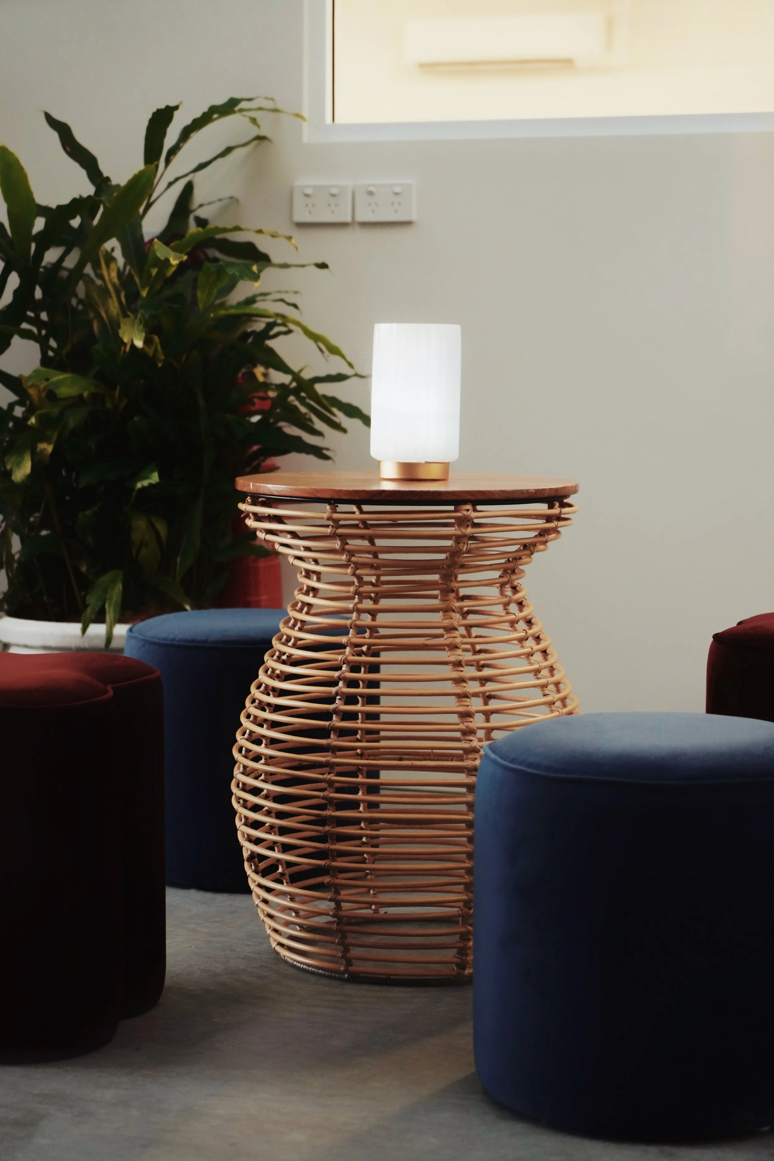 blue ottoman for hire for Sydney based events HYRE EVENTS