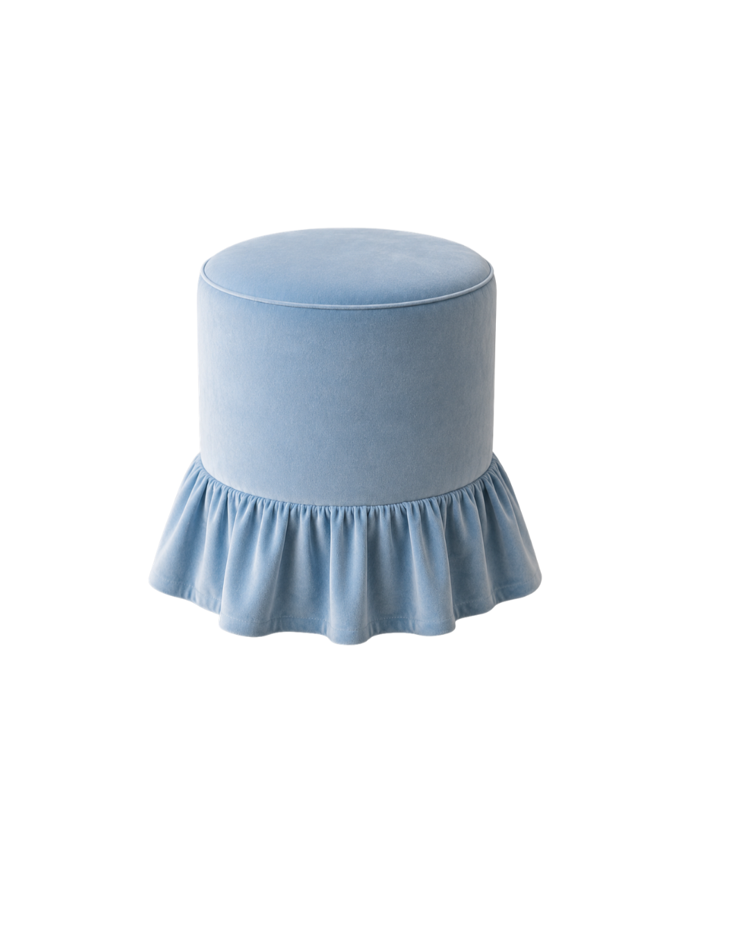 BLUE VELVET RUFFLE OTTOMAN - COMING SOON