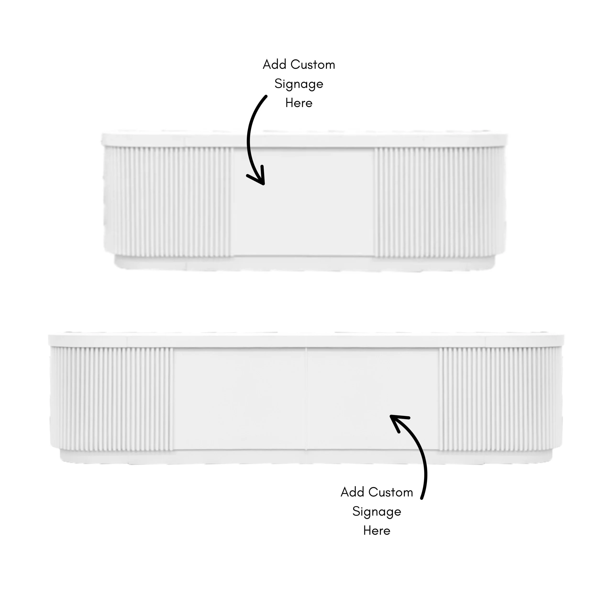 White detailed U-shaped bar with sleek modern design available for hire in Sydney and NSW, ideal for weddings, corporate events, and brand activations.