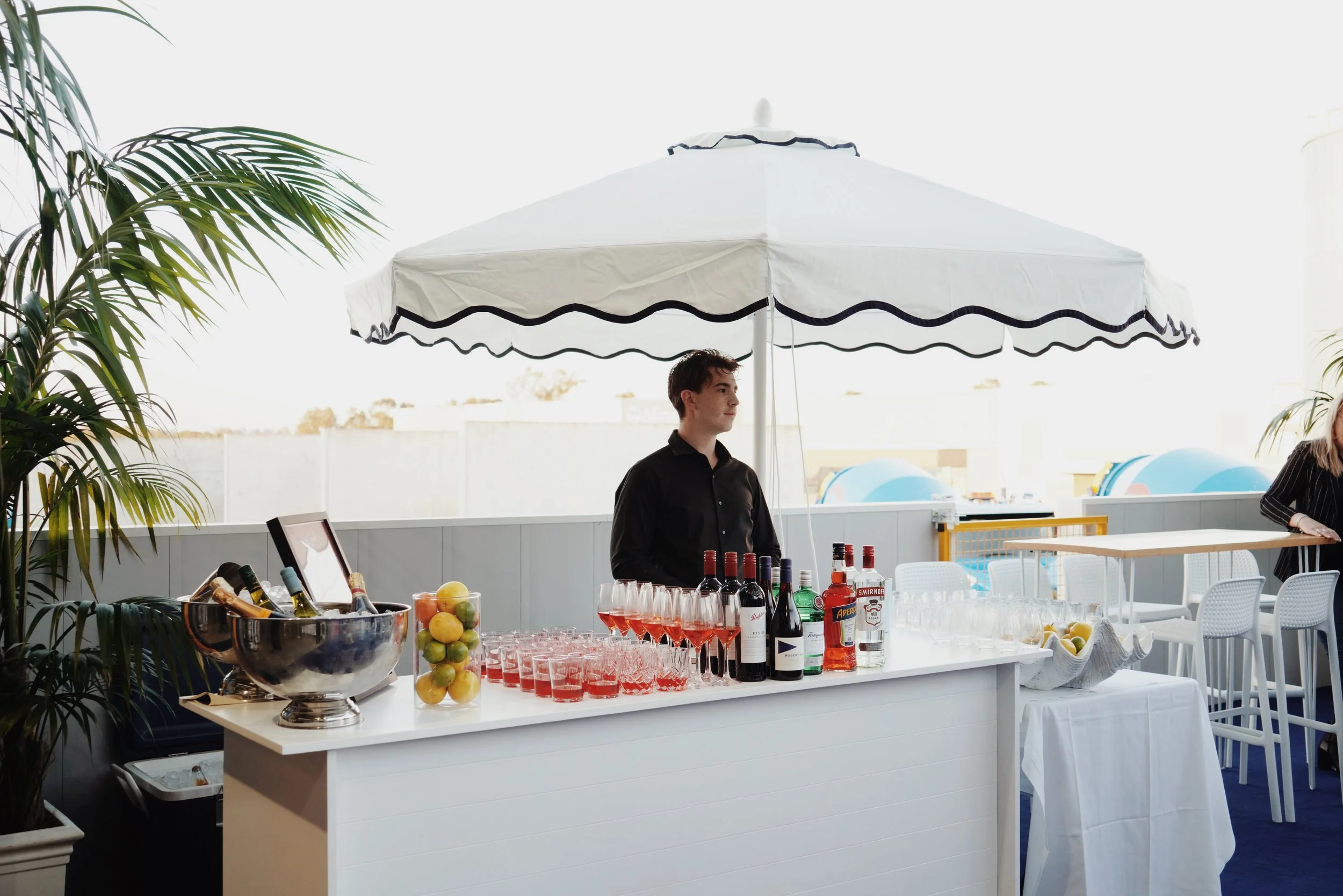 White Scalloped Umbrellas Hire HYRE EVENTS Sydney