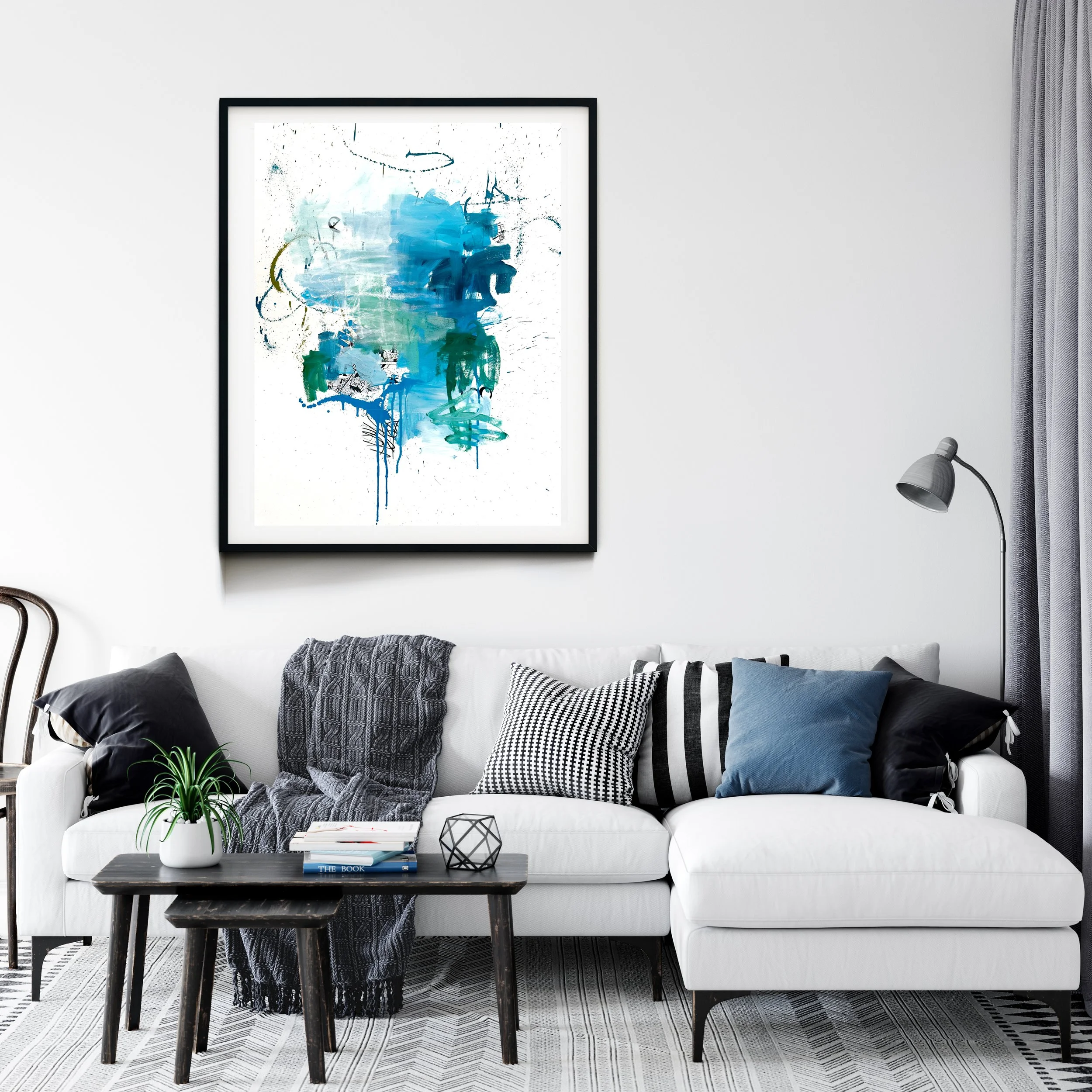 IN BETWEEN THE GREEN,  gouache, acrylic, spray paint, pastel on paper, 30x20