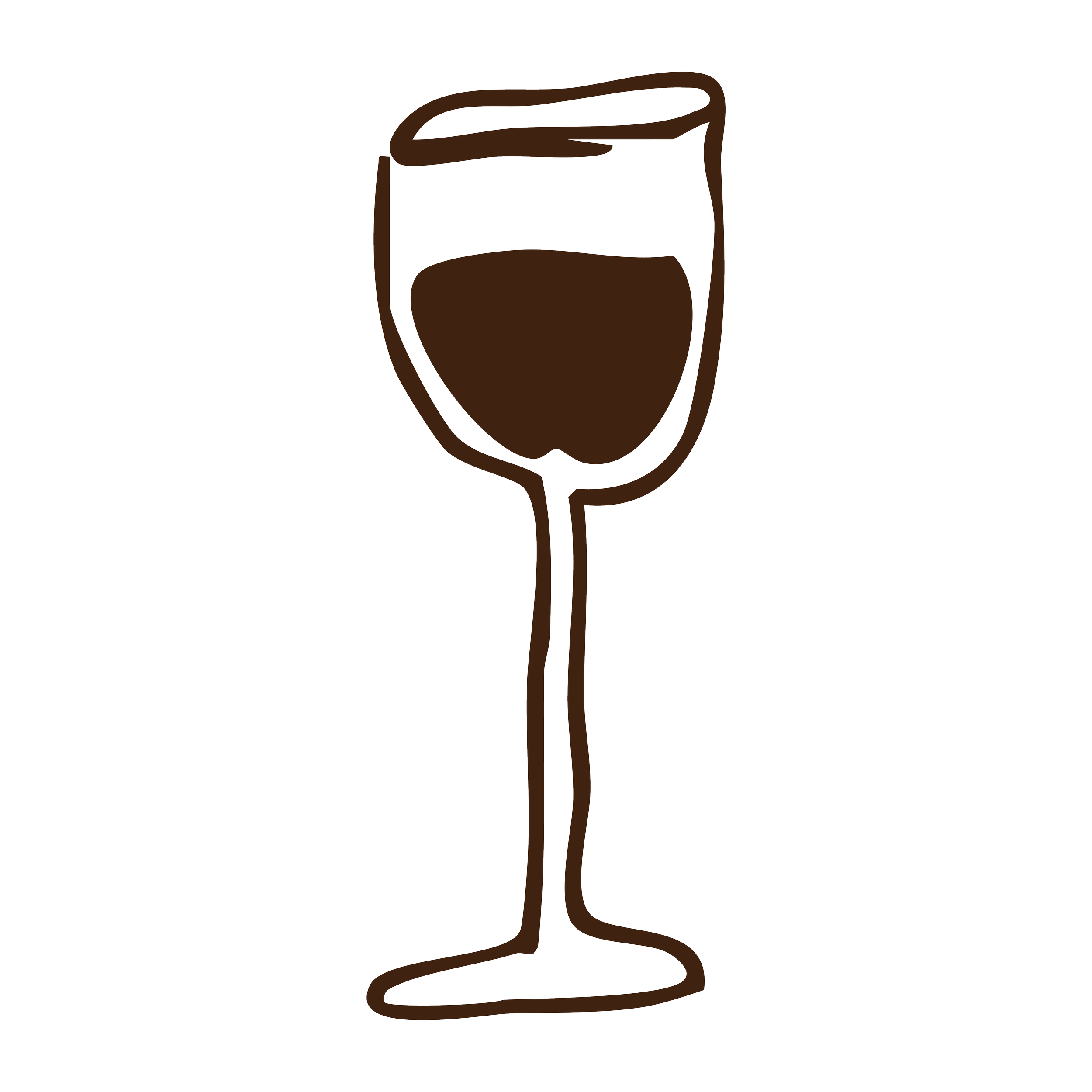 Line drawing of a wine glass filled with red wine on a black background.
