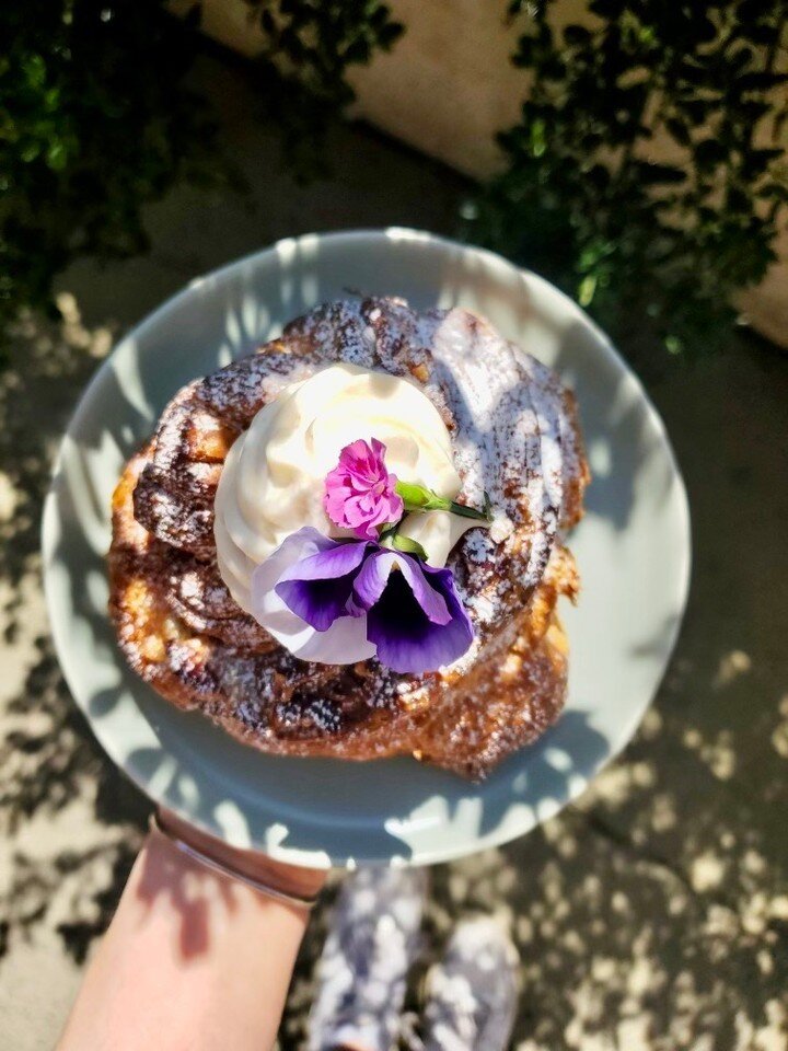 Our newest feature twice baked croissant for the month of May, Pecan Pie!

Filled with maple bourbon pecan frangipane and topped with maple bourbon chantilly cream and more toasted pecans.  Our croissants are hand-made in-house using the highest qual