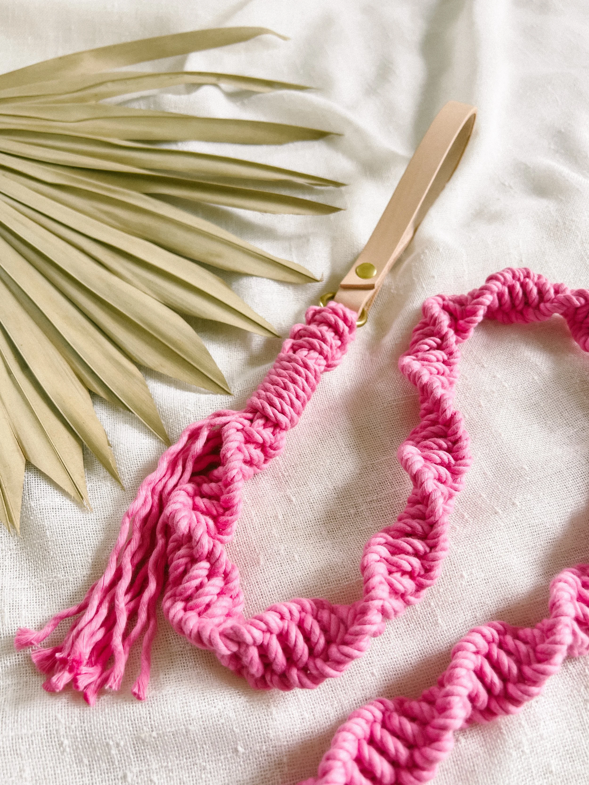 Hot Pink Macrame Leash