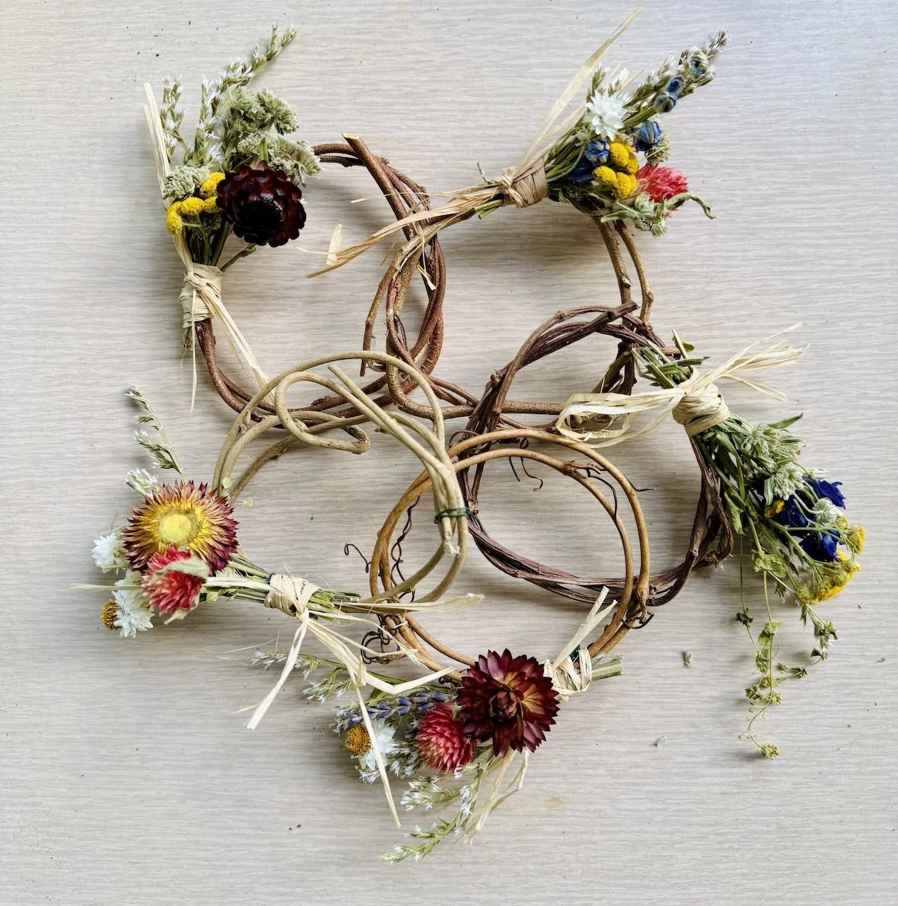 3" -4" Mini Wreath-Set of 5