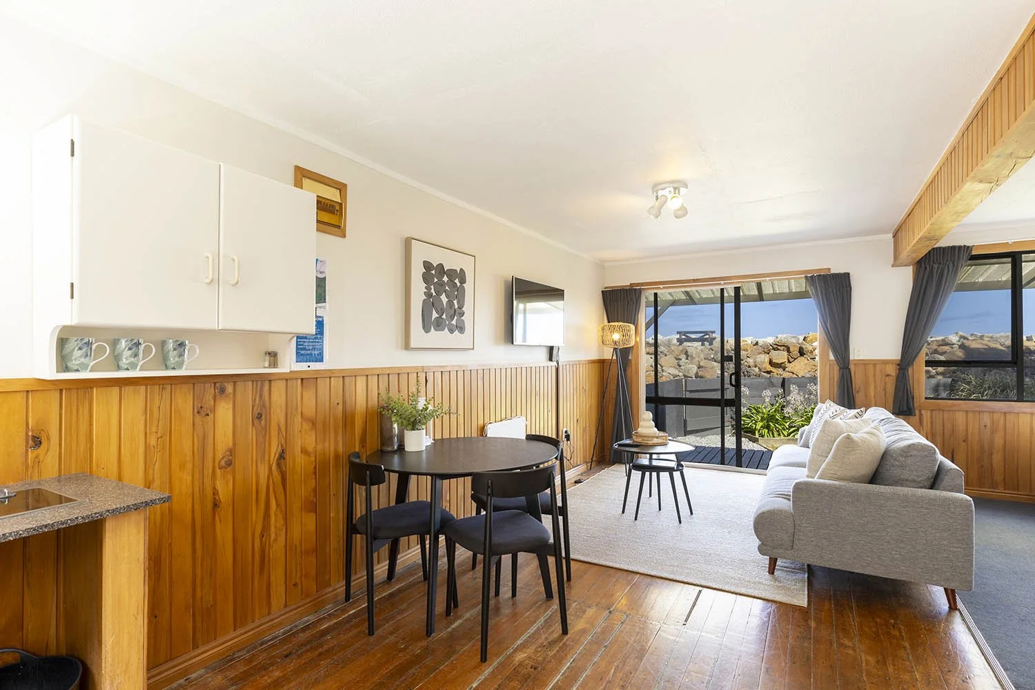 Studio units have a living and dining area