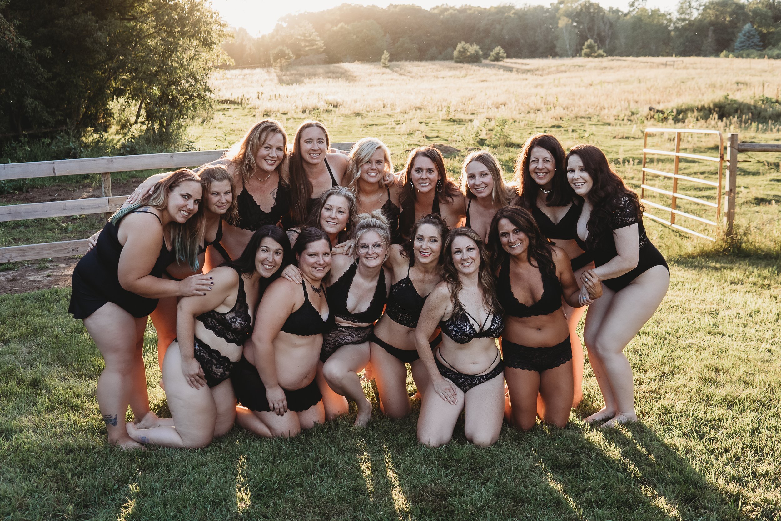 Outdoor group boudoir shoot in Central Minnesota filled with sunshine, laughter, and empowerment.